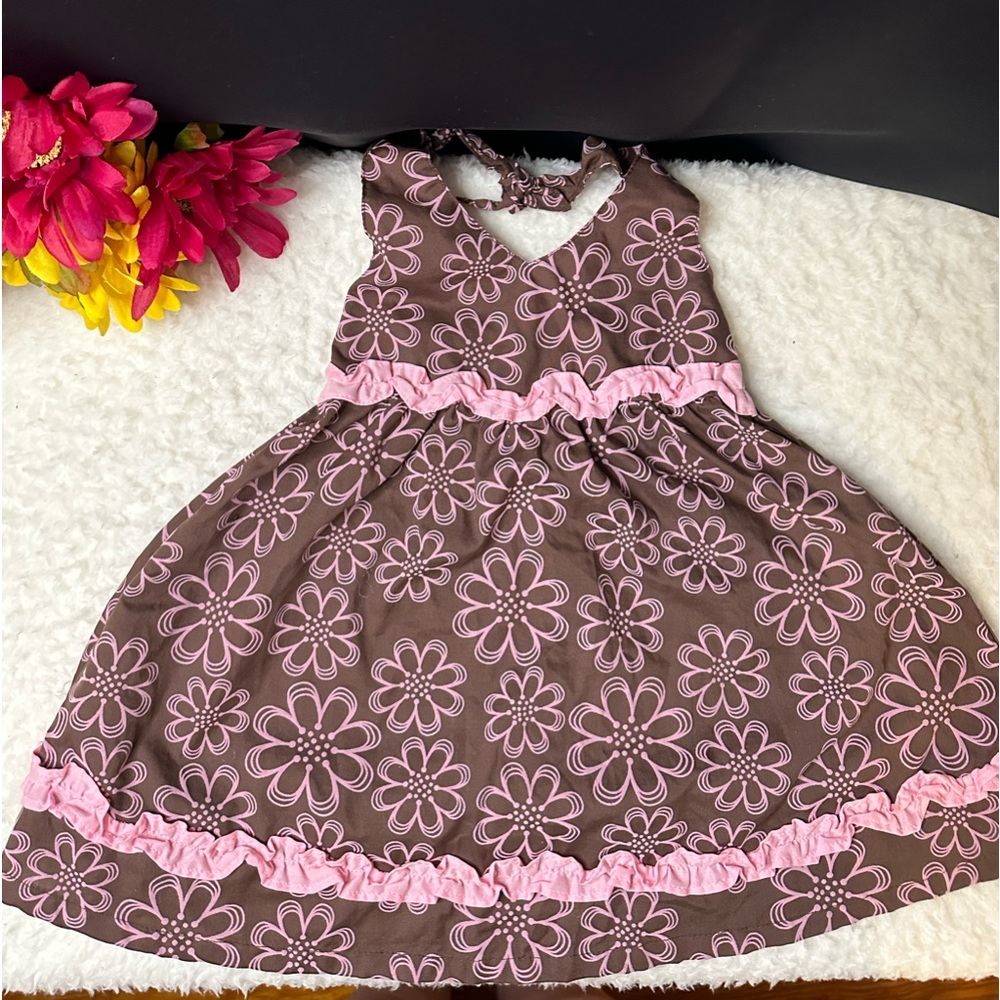 Penny M. 2pc Baby Girls 18M Summer Pink & Brown Dress w/Bloomers